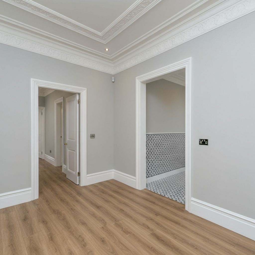 Beautifully renovated interior showcasing painting, tiling and flooring