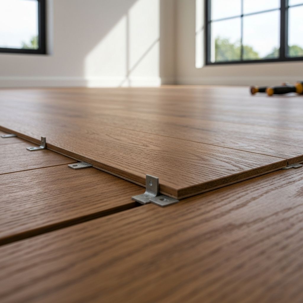 Premium laminate flooring close-up showing clean installation